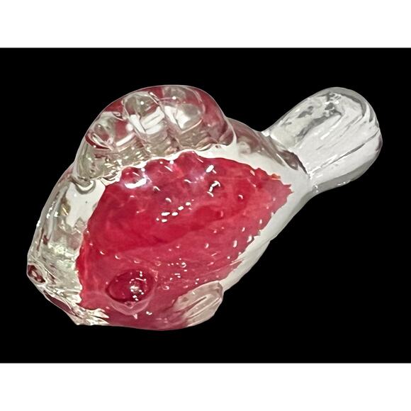 Norcrest Handblown Fish Art Glass Red Control Bubble PAPERWEIGHT Japan 4” Figure - Picture 2 of 7